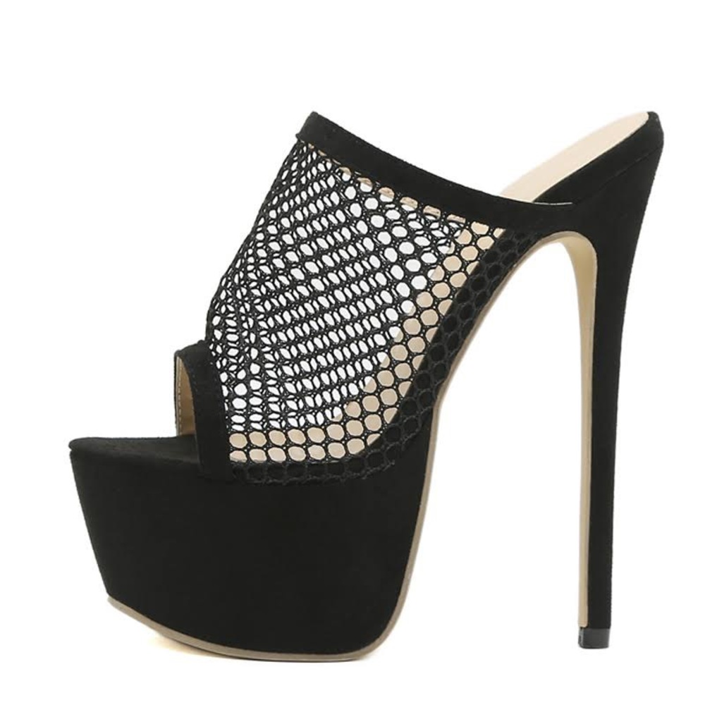 Olivia Mark Hollow Out Platform Peep Toe Stilettos